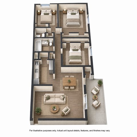 Floor plan for 3 beds, 1.5 baths, 1200 sqft